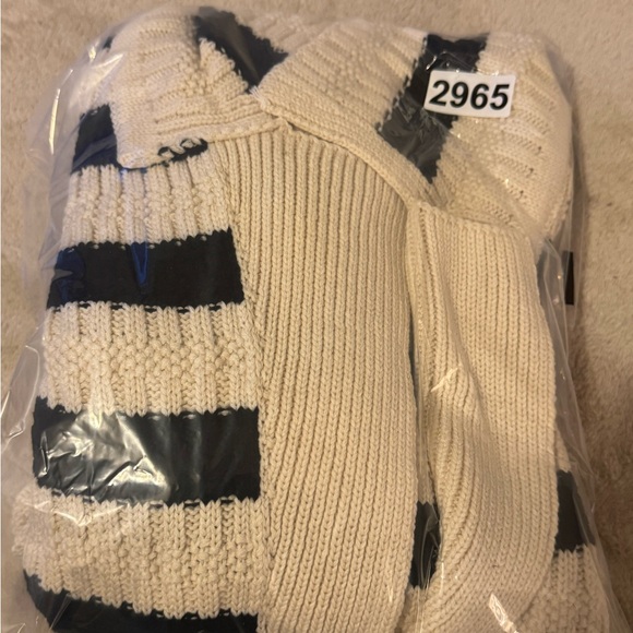 Maeve Anthropologie Sweater Women Medium Greta Polo Cardigan Black Cream NWT - Picture 9 of 9